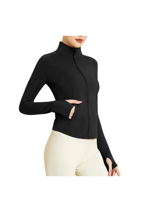 Workout Jackets for Women Long Sleeve Full Zip up Running Yoga Tops Athletic Slim Outwear with Pockets