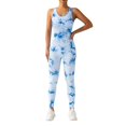 thumbnail image 1 of Lenpel Workout Jumpsuits for Women Sleeveless Tie Dye Backless Slimming Yoga Romper Seamless Athletic Overalls, 1 of 5