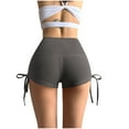 thumbnail image 1 of Lenpel Workout Shorts for Women High Waisted Butt Lifting Side Drawstring Ruched Booty Shorts Athletic Running Shorts, 1 of 7