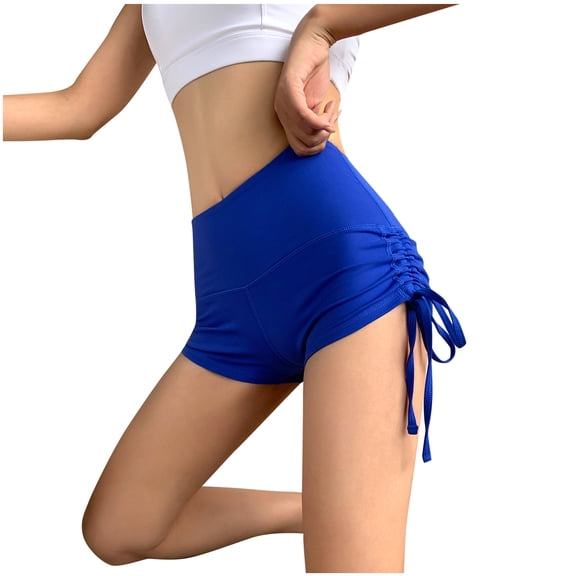 Lenpel Workout Shorts for Women High Waisted Butt Lifting Side Drawstring Ruched Booty Shorts Athletic Running Shorts