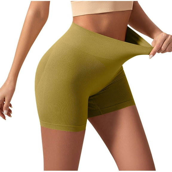 Lenpel Workout Shorts for Women Ribbed Seamless High Waisted Butt Lifting Stretchy Running Yoga Shorts Athletic Gym Shorts