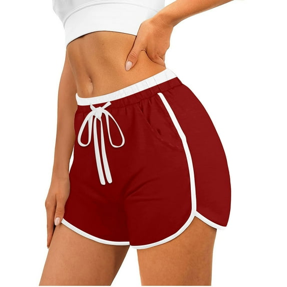 Lenpel Workout Shorts for Women Soft Comfy Elastic High Waisted Drawstring Athletic Lounge Shorts Yoga Running Shorts with Pockets
