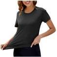 thumbnail image 1 of Lenpel Workout Tops for Women Short Sleeve Crew Neck Side Split Running Yoga T-Shirts Tunic Athletic Tees, 1 of 7