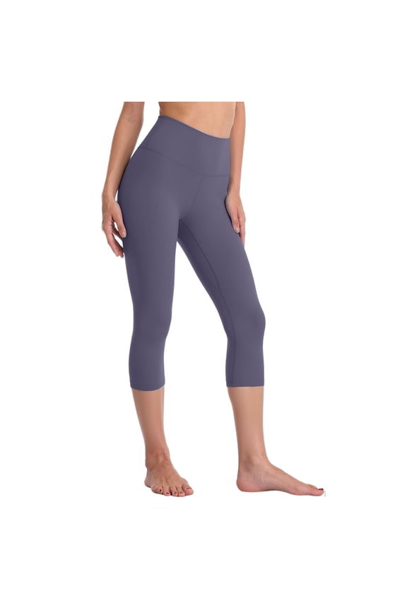 Yoga Capri Leggings for Women Athletic Elastic Waist Cropped Pants Summer Lightweight Stretch Pull on Running Workout Capris