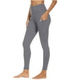 thumbnail image 1 of Lenpel Yoga Leggings for Women Casual Elastic High Waisted Pants with Pockets Solid Color Comfy Slim Fit Stretch Trousers(Gray,Medium), 1 of 7