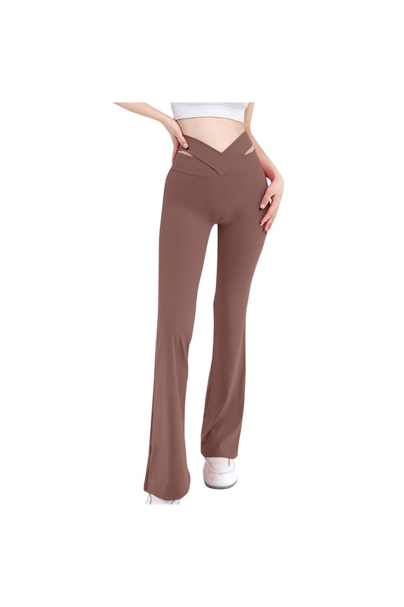Yoga Pants for Women Comfy Crossover High Waisted Athletic Mini Flare Leggings Lounge Workout Trousers