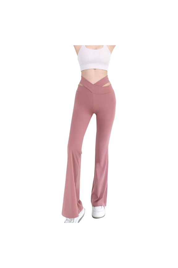 Yoga Pants for Women Comfy Crossover High Waisted Athletic Mini Flare Leggings Lounge Workout Trousers