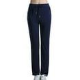 thumbnail image 1 of Lenpel Yoga Pants for Women High Waisted Drawstring Slim Straight Leg Lounge Pants Casual Workout Trousers with Pockets(Navy,Medium), 1 of 7