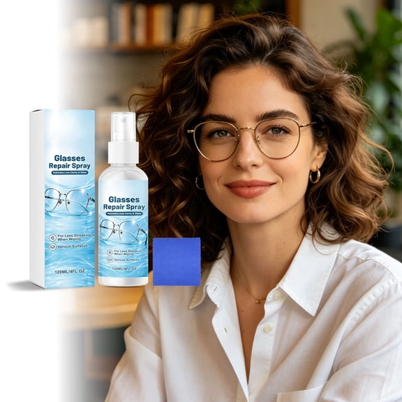 Lens Cleaning Spray for Glasses, Eyewear Scratch Repair and Fingerprint Grease Remover for Camera Lenses Watch Tablet Screens, Optical Cleaner with Microfiber Cloth for Daily Care