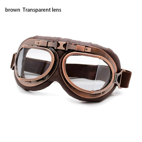 Lens Frame Snowboard Protective Gears Vintage Retro Goggles Motorcycle Glasses Cruiser Scooter Pilot BROWN TRANSPARENT LENS