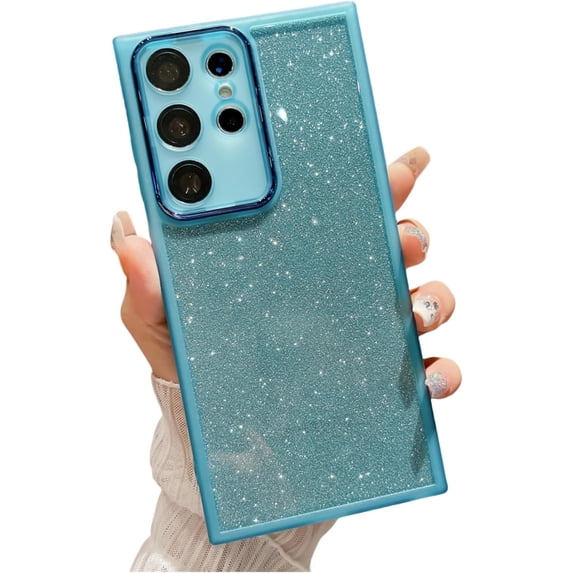 Lens Protective Film Integrated Clear Phone Case for Samsung Galaxy S23 S22 / Ultra/Plus, Shiny and Thin Back Cover, Soft Bling Bling Shell