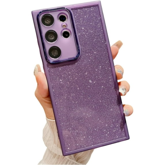 Lens Protective Film Integrated Clear Phone Case for Samsung Galaxy S23 S22 / Ultra/Plus, Shiny and Thin Back Cover, Soft Bling Bling Shell