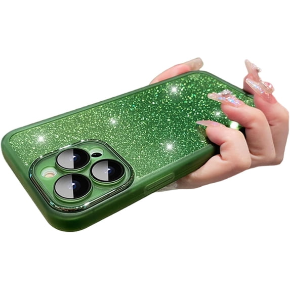Lens Protective Film Integrated Clear Phone Case for iPhone 14 15 / Pro Max/Pro/Plus, Shiny and Thin Back Cover, Soft Bling Bling Shell