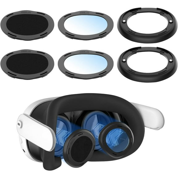 Lens Protector Cover Kit for Meta Quest 3, Protector Accessories Compatible with Oculus Quest 3, Glasses Spacer Anti-Scratch Ring with Blue Light Blocking Glasses for Meta Quest 3