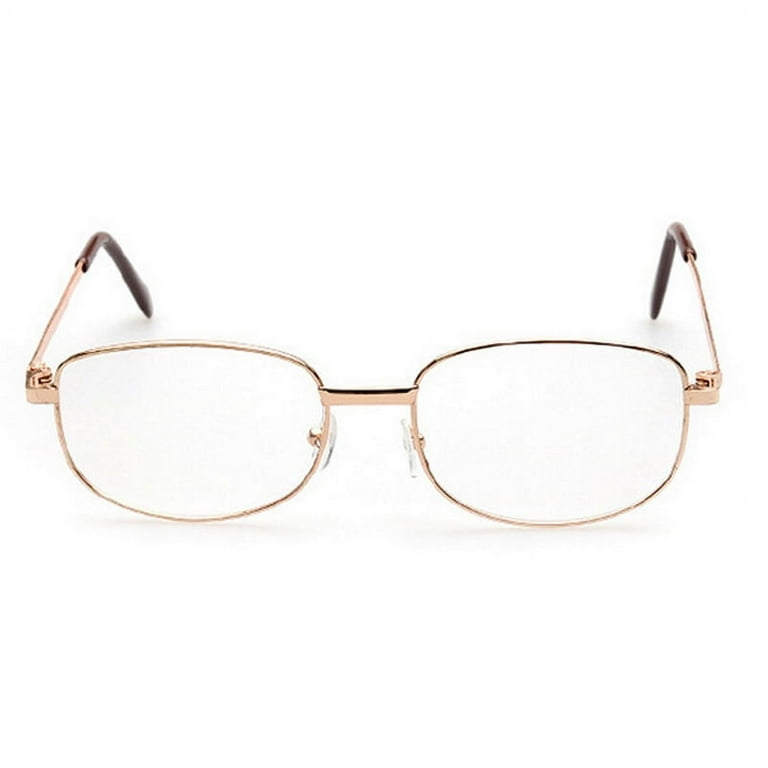 Lens Rimmed Men's Reading Glasses Gold Metal Frame Eyeglasses Fast