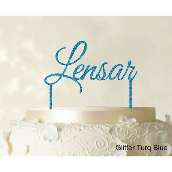 """Lensar"" Custom Name Cake Topper Personalized Glitter Cake Toppers Cake Decoration Color Option Available 5""-7"" Inches Wide"