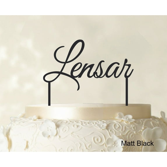 """Lensar"" Custom Name Cake Topper Personalized Matt Black Cake Toppers Cake Decoration Color Option Available 5""-7"" Inches Wide"