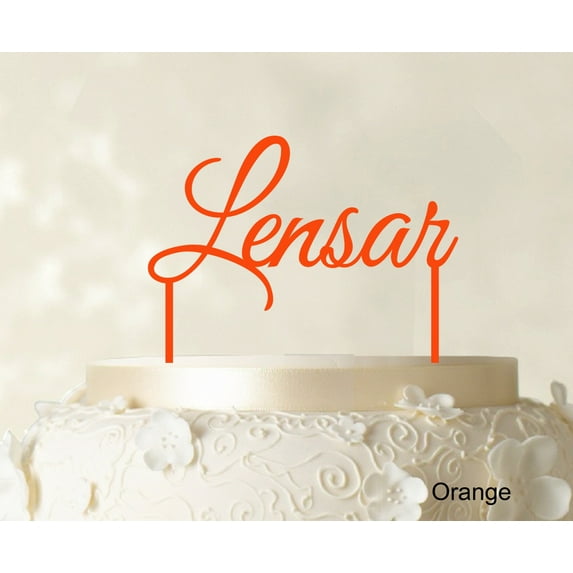 """Lensar"" Custom Name Cake Topper Personalized Orange Cake Toppers Cake Decoration Color Option Available 5""-7"" Inches Wide"