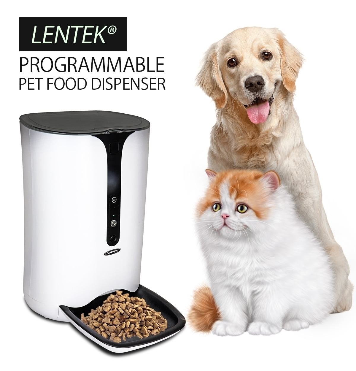 Lentek White Programmable Pet Food Dispenser with HD Camera