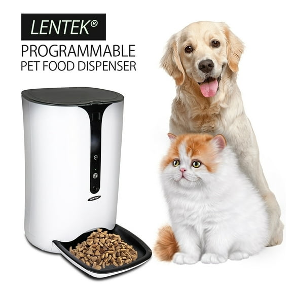 Lentek Smart Pet Feeder with 720p HD Video, 2-Way Audio, 200 oz. Programmable WiFi Cat or Dog Food Dispenser, Schedule Mealtimes, Automatic Portion Control, Free App for iPhone and Android Smartphone