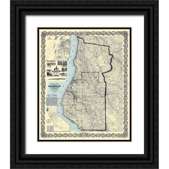 Lentell 26x31 Black Ornate Wood Framed with Double Matting Museum Art Print Titled - Humboldt California Landowner - Lentell 1898