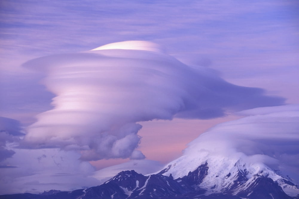 Lenticular Clouds Over Mt Drum Wrangell Mtns Sc Ak Spring Canvas Art - Michael DeYoung Design Pics (38 x 24)
