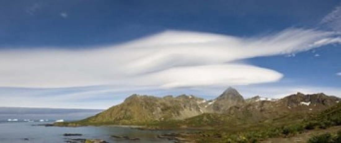 Lenticular clouds forming over Cooper Bay South Georgia Island Canvas Art - Panoramic Images (15 x 6)