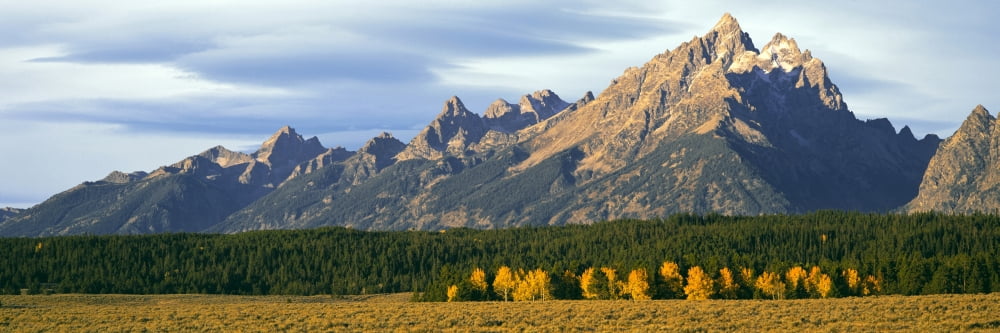 Lenticular clouds over mountain range Grand Teton National Park Wyoming USA Canvas Art - Panoramic Images (36 x 12)