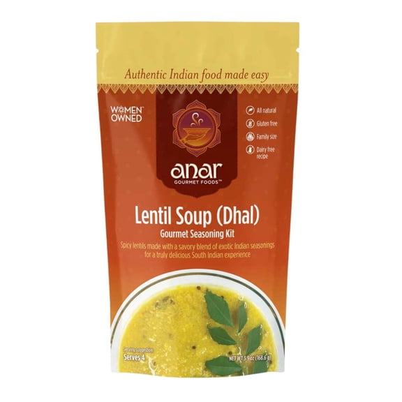 Lentil (Dhal) Soup Gourmet Indian Seasoning Blend | Family Size | Dry Seasoning Blend (5.9 oz) includes Lentils