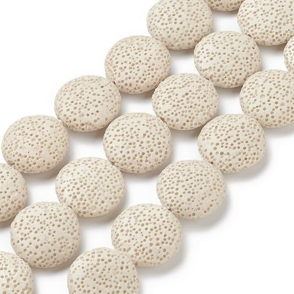 Lentil Dyed Lava Rock Beads Strands Beige 20x7mm Hole: 1mm about 19pcs/strand 15.3 inch
