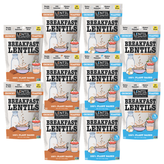 Lentil Teleapthy Healthy Breakfast Variety Pack - Plant-Based, Gluten-Free, Vegan-Friendly, High Protein Cereal Alternative , 4 Ounce Bags