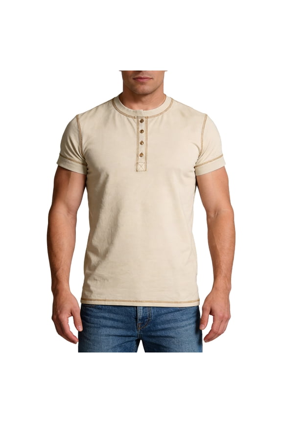 Men's Casual Henley Shirts Slim Fit Short Sleeve T-Shirts Summer Cotton Button Tee Shirts