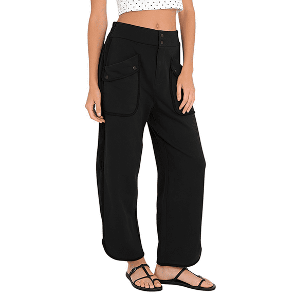 Lentta Oversized Barrel Lounge Pants Women Wide Leg Sweatpants Baggy Cropped Palazzo Pants with Pockets