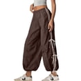 thumbnail image 1 of Lentta Parachute Pants for Women Elastic High Waist Full Twist Hiking Cargo Pants Trousers, 1 of 7