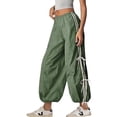 thumbnail image 1 of Lentta Parachute Pants for Women Elastic High Waist Full Twist Hiking Cargo Pants Trousers, 1 of 8