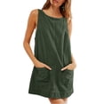 thumbnail image 1 of Lentta Women's Casual A Line Corduroy Mini Dress Loose Fit Square Neck Overall with Pockets, 1 of 7