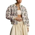 thumbnail image 1 of Lentta Women's Embroidered Daisy Cropped Bomber Jacket Quilted Puffer Jackets Padded Coat, 1 of 7