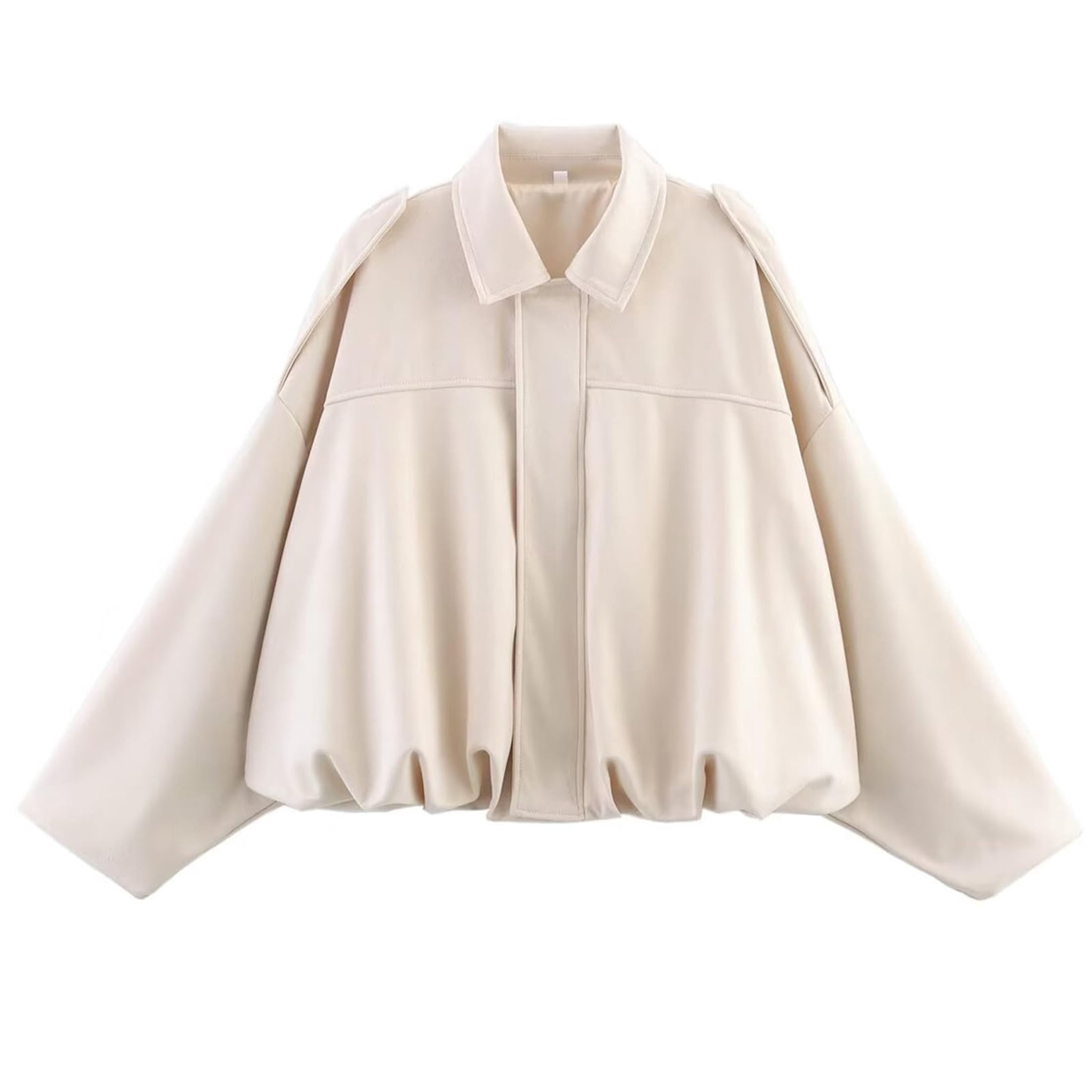 Women's Faux Suede Bomber Jacket, Oversized Pilot Coats, Fall Lapel Zip