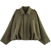 Lentta Womens Faux Suede Bomber Jacket Oversized Pilot Coats Fall Motorcycle Streetwear Outerwear