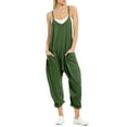 thumbnail image 1 of Lentta Women's Loose V Neck Harem Jumpsuits Sleeveless Spaghetti Strap Baggy Overalls with Pocket (ArmyGreen-XXL), 1 of 4
