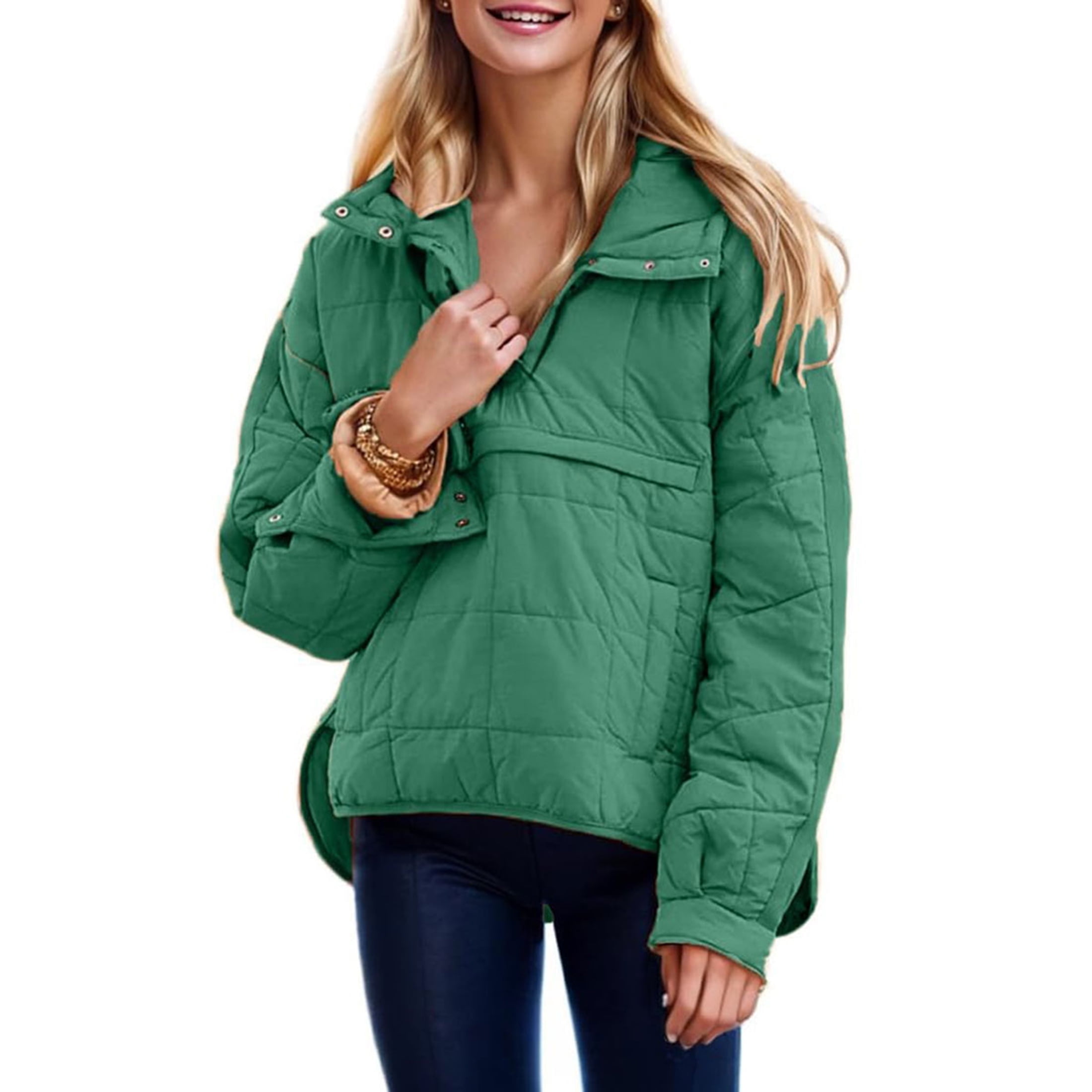 Lentta Women's Oversized Puffer Jacket Quilted Dolman Hoodies Pullover Long Sleeve Lightweight Warm Tops Coat