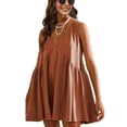 thumbnail image 1 of Women's T-Shirt Dress with Pockets Casual V Neck Sleeveless Sundress Loose Fit Summer Mini Dress, 1 of 7