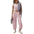 thumbnail image 1 of Lentta Women's Two Pieces Outfits Casual Lounge Sets Cropped Tops Sweatpants Tracksuit with Pockets, 1 of 7