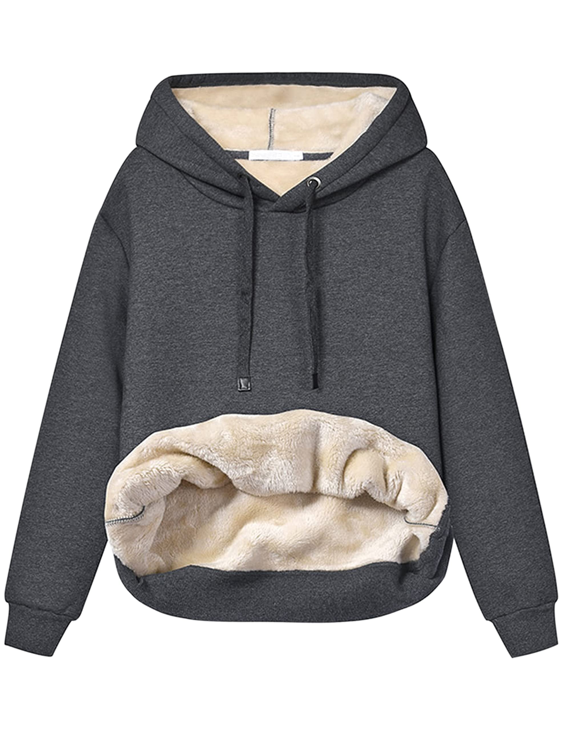 Lentta Women's Winter Hoodies Pullover Sherpa Fleece Warm Heavyweight Sweatshirt (DarkGreyXXL