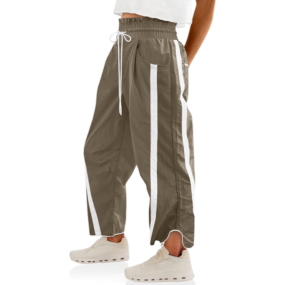 Lentta Womens Baggy Wide Leg Pants Casual Drawstring Elastic Waist Contrast Color Workout Y2K Track Sweatpants