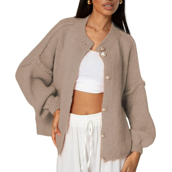 Lentta Womens Cardigan Sweaters Casual Lightweight Long Sleeve Button Up Oversized Knit Outerwear