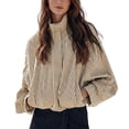thumbnail image 1 of Lentta Womens Cropped Gingham Bomber Jacket Stand Collar Plaid Zip Up Coat with Pockets, 1 of 7