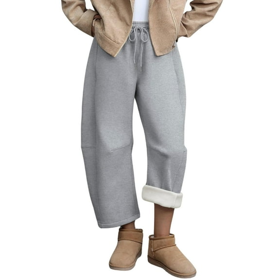 Lentta Womens Fleece Lined Sweatpants Barrel Leg Baggy Jogger Pants Winter Warm Athletic Trousers
