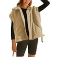 thumbnail image 1 of Lentta Womens Fuzzy Fleece Vest Oversized Sleeveless Sherpa Jacket Button Down Outerwear with Pockets, 1 of 7