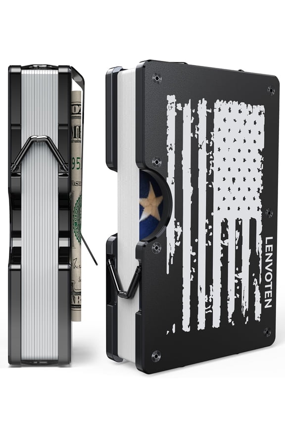 Credit Card Holder & Money Clip Wallets for Men-Slim RFID Blocking Men's Wallet Business Card Holder Mens Gifts Ideas (S8L-Patriot Flag) A101